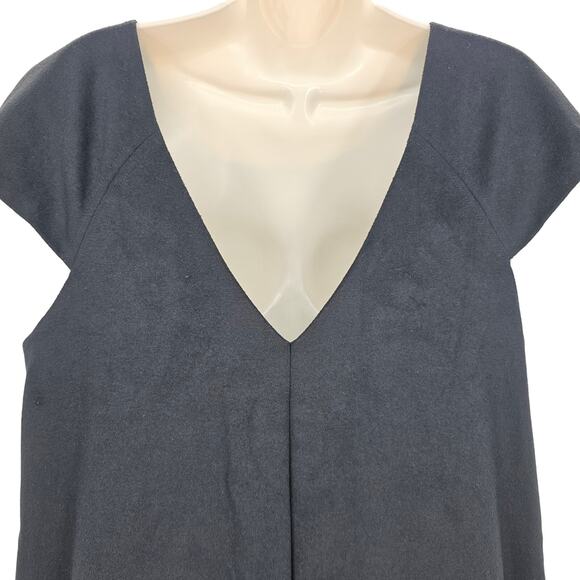 Tibi Womans size 12 Cap Sleeve Wool Blend Mini Shift Dress Black Embellished - Picture 5 of 8